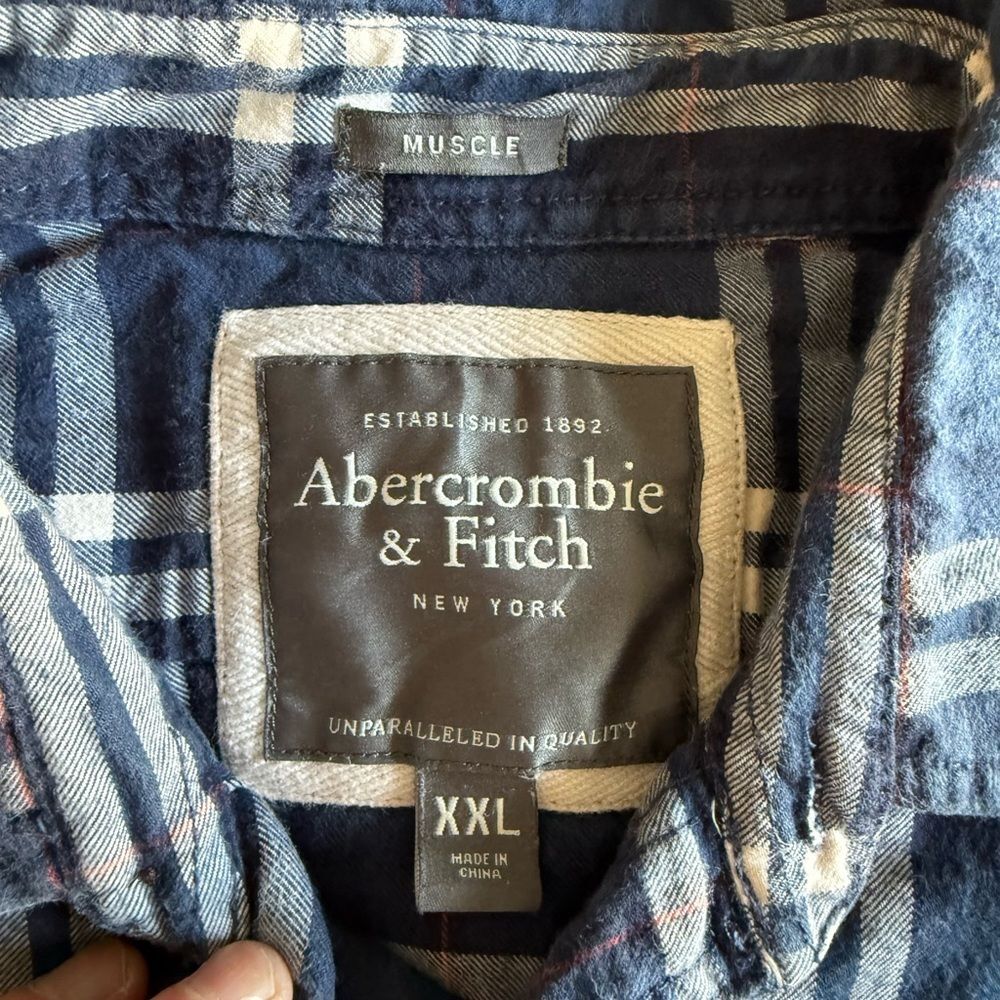 Abercrombie & Fitch Plaid Flannel Button-Up Shirt Heavy and Thick Y2K - Picture 2 of 8